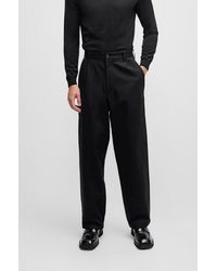 BOSS - Relaxed-fit Trousers In Stretch-cotton Twill - Lyst