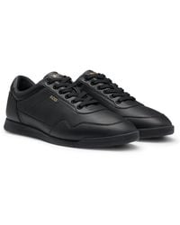 BOSS - Nappa-Leather Trainers With-Tone Branding - Lyst