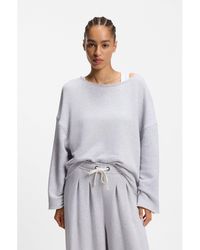 BOSS - Loose-Fit Cotton-Blend Sweatshirt With Raw-Cut Edges - Lyst