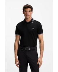 BOSS - Stretch-Cotton Slim-Fit Polo Shirt With Branding - Lyst