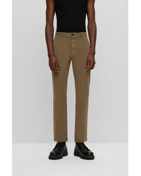 HUGO - Slim-fit Trousers In Stretch-cotton Gabardine - Lyst