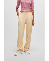 HUGO - Regular-fit Trousers In Stretch Fabric With Wide Leg - Lyst