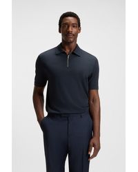BOSS - Zip-Neck Polo Shirt With Piqué Weave - Lyst