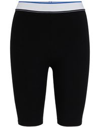 HUGO - Short cycliste en jersey de coton stretch avec taille logotée - Lyst