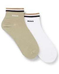 BOSS - Two-Pack Of Short Socks With Signature-Stripe Cuffs - Lyst