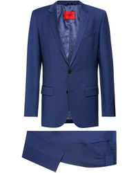 HUGO Slim-fit Suit In Wool-rich Performance-stretch Cloth - Blue