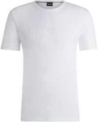 BOSS - Reitsport-T-Shirt Aus Stretch-Baumwolle Mit Logo-Stickerei - Lyst