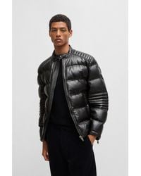 BOSS - Nappa-Leather Regular-Fit Jacket With Mixed Quilting - Lyst