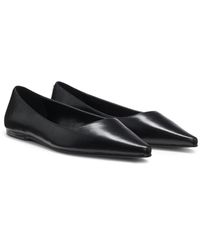 HUGO - Leather Ballerina Pumps With Pointed Toe - Lyst