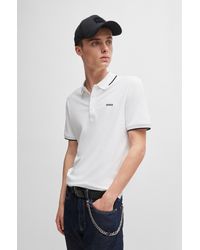 HUGO - Stretch-cotton Slim-fit Polo Shirt With Printed Logo - Lyst