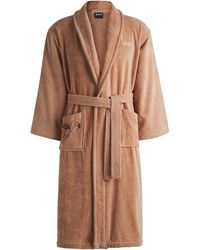 BOSS - Cotton Dressing Gown With Embroidered Florals - Lyst