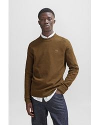 BOSS - Cotton-cashmere Regular-fit Sweater With Logo Patch - Lyst