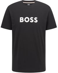 BOSS by HUGO BOSS Relaxed-fit T-shirt Van Katoen Met Upf 50+ En Logo - Zwart