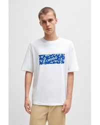 HUGO - Cotton-jersey T-shirt With Logo Artwork - Lyst