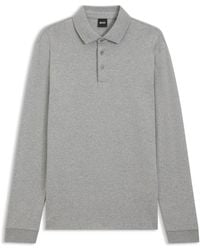 BOSS - Polo Met Lange Mouwen Van Interlocked Katoen Met Logo - Lyst