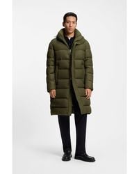 BOSS - Longline Water-Repellent Padded Jacket With Hood - Lyst