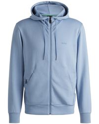 BOSS - Sweat à capuche zippé en coton stretch à logo imprimé - Lyst