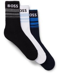 BOSS - Three-pack Of Short Socks With Stripes And Logos - Lyst