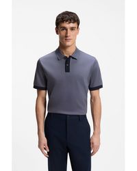 BOSS - Mercerised-Cotton Polo Shirt With Striped Trims - Lyst