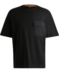 BOSS - Cotton-jersey T-shirt With Branded Cargo Pocket - Lyst