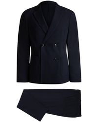 BOSS - Fein Gemusterter Slim-Fit Anzug Aus Woll-Mix - Lyst