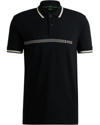 BOSS - Poloshirt aus Baumwoll-Mix mit Streifen und Logo - Lyst