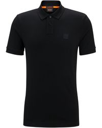 BOSS by HUGO BOSS Slim-Fit Poloshirt aus Stretch-Baumwolle mit Logo-Aufnäher  in Grau für Herren | Lyst DE