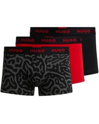 HUGO - Dreier-Pack eng anliegende Boxershorts aus Stretch-Baumwolle mit kurzem Bein und Logo-Bund - Lyst
