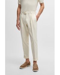 BOSS - Relaxed-fit Trousers In Cotton, Virgin Wool And Stretch - Lyst