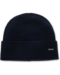 BOSS - Knitted Cashmere Beanie With Metal Logo Plaque - Lyst