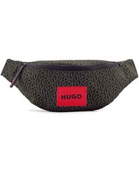 HUGO Logo-print Belt Bag With Branded Red Label - Black