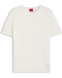 HUGO - Pull En Laine Mélangée À Manches Courtes Avec Logo Revisité Brodé - Lyst