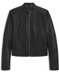 BOSS - Stand-Collar Biker Jacket - Lyst
