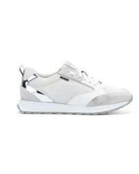 HUGO Mixed-material Trainers With Metallic-effect Trims - White