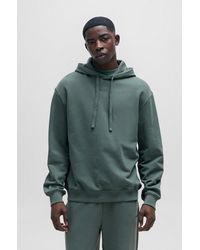 HUGO - Relaxed-fit Cotton Hoodie With Contrast Logo - Lyst