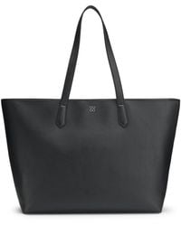 HUGO - Grained Faux-Leather Tote Bag With Stacked-Logo Trim - Lyst