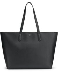 HUGO - Grained Faux-Leather Tote Bag With Stacked-Logo Trim - Lyst
