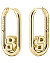 BOSS - Tone Hoop Earrings With Double B Monograms - Lyst