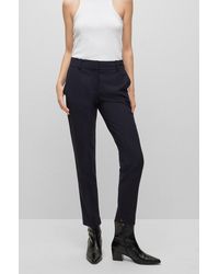 HUGO - Slim-fit Trousers In Stretch Fabric With Slit Hems - Lyst