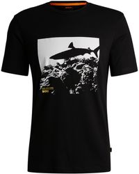BOSS - Regular-Fit T-Shirt aus Baumwoll-Jersey mit saisonalem Print - Lyst