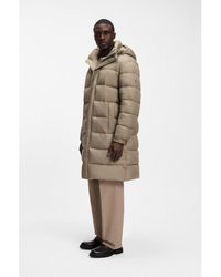 BOSS - Long-Length Water-Repellent Puffer Jacket With Concealed Closure - Lyst