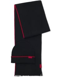HUGO - Logo-Label Hat And Scarf Set With Wool - Lyst