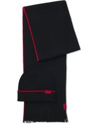 HUGO - Logo-Label Hat And Scarf Set With Wool - Lyst