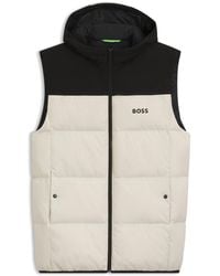 BOSS - Doudoune À Capuche Sans Manches Déperlante Avec Garnissage En Duvet - Lyst