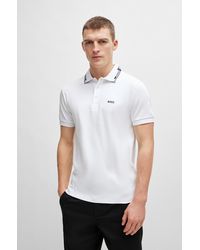 BOSS - Interlock-cotton Slim-fit Polo Shirt With Collar Graphics - Lyst