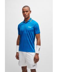 BOSS - X Matteo Berrettini Slim-fit Polo Shirt In Engineered Jacquard Jersey - Lyst