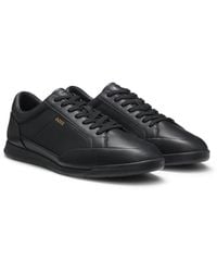 BOSS - Leather Trainers With Foil Logo - Lyst