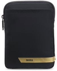 BOSS - Patterned-Fabric Neck Pouch With Stripe And Logo - Lyst