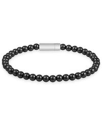 BOSS - Hematite-Bead Cuff With Logo Closure - Lyst