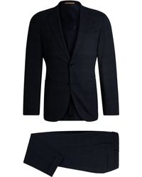 BOSS - Karierter Slim-Fit Anzug aus Woll-Mix - Lyst